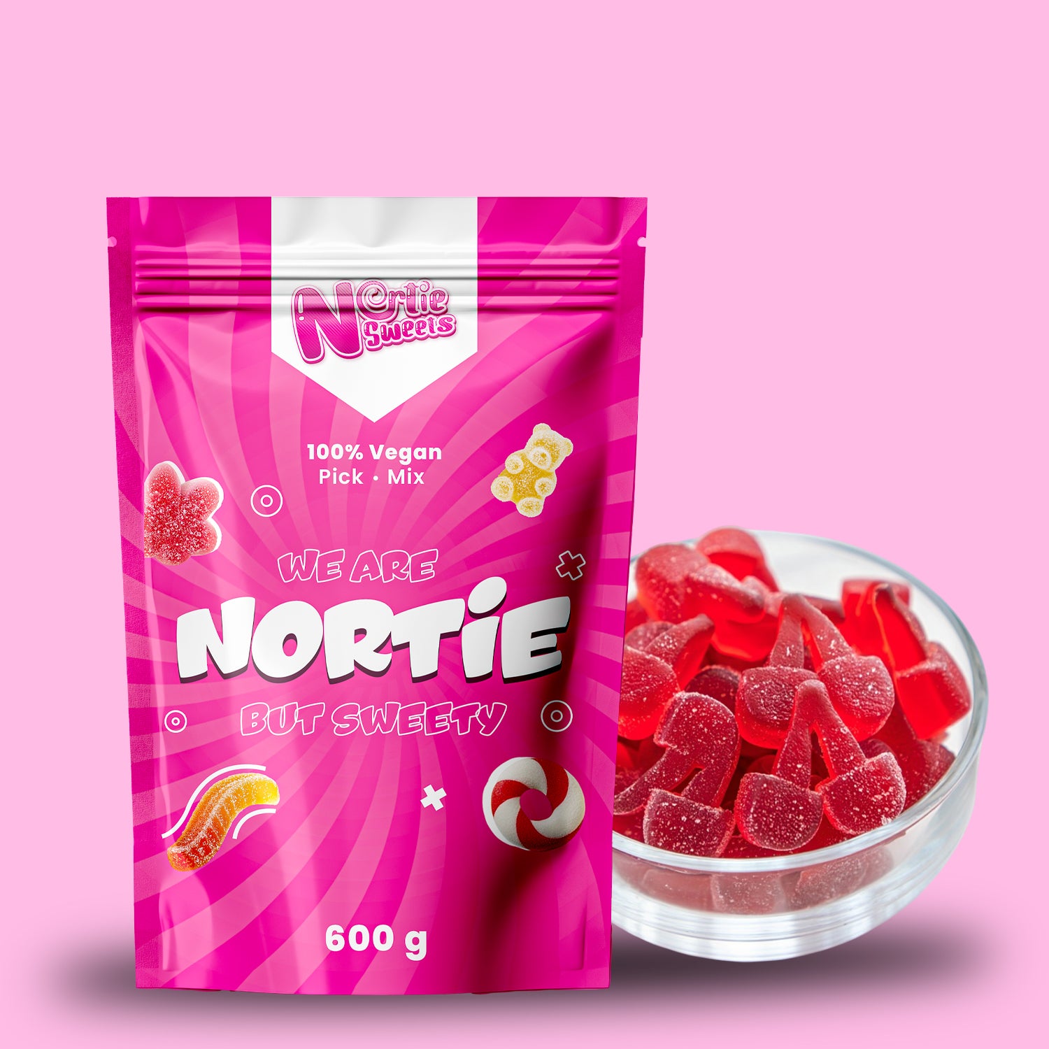 Nortie Sweets Gummy Fizzy Twin Cherries